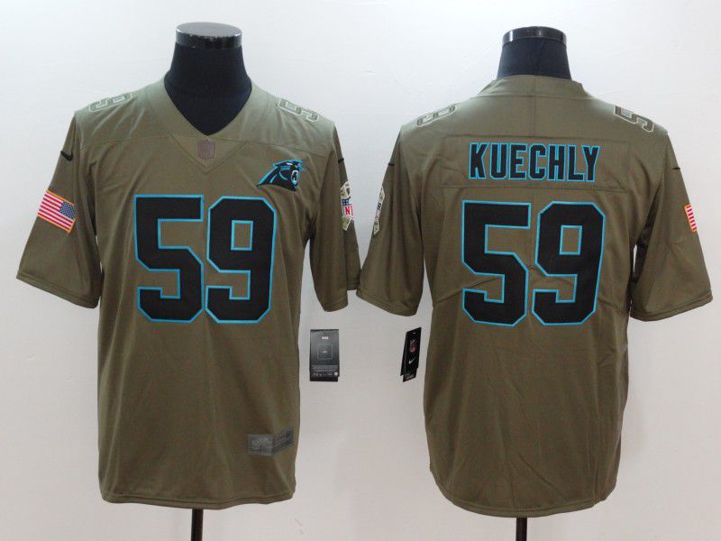 Men Carolina Panthers #59 Kuechly Green Nike Olive Salute To Service Limited NFL Jersey->youth nfl jersey->Youth Jersey